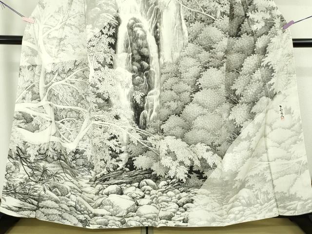 平和屋本店●極上　琉染の創設者　山岡古都　水墨書　訪問着　神庭瀑　逸品　未使用　DZAB6096kh6