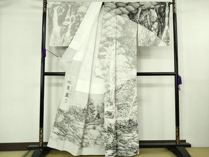 平和屋本店●極上　琉染の創設者　山岡古都　水墨書　訪問着　神庭瀑　逸品　未使用　DZAB6096kh6