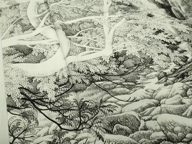 平和屋本店●極上　琉染の創設者　山岡古都　水墨書　訪問着　神庭瀑　逸品　未使用　DZAB6096kh6