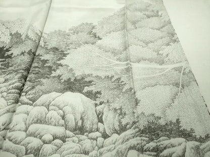 平和屋本店●極上　琉染の創設者　山岡古都　水墨書　訪問着　神庭瀑　逸品　未使用　DZAB6096kh6