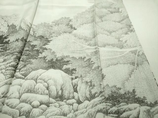 平和屋本店●極上　琉染の創設者　山岡古都　水墨書　訪問着　神庭瀑　逸品　未使用　DZAB6096kh6
