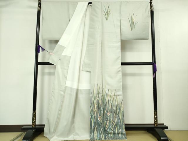 平和屋本店●極上 十日町 加賀草木友禅の第一人者 田村哲彦 牛首紬 白山工房 手織り 訪問着 草葉に小鳥 そごう百貨店扱い 逸品 DZAB6101kh6