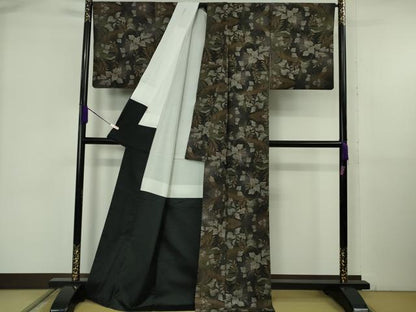 平和屋本店●極上　本場大島紬　伝統工芸士　永長洋一　十八算　12マルキ　古代染色純泥染　草葉文　証紙付き　逸品　DZAB6108kh6
