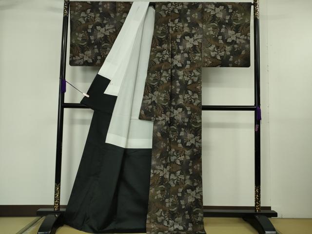 平和屋本店●極上　本場大島紬　伝統工芸士　永長洋一　十八算　12マルキ　古代染色純泥染　草葉文　証紙付き　逸品　DZAB6108kh6