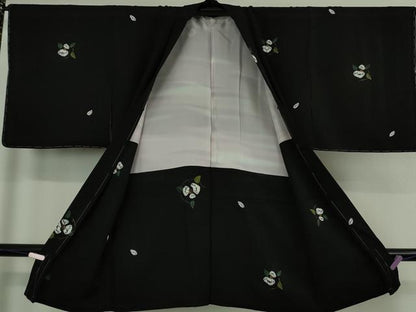 平和屋着物∞極上　長羽織　絞り染め　草花文　黒地　金彩　逸品　未使用　DZAB6113kh6
