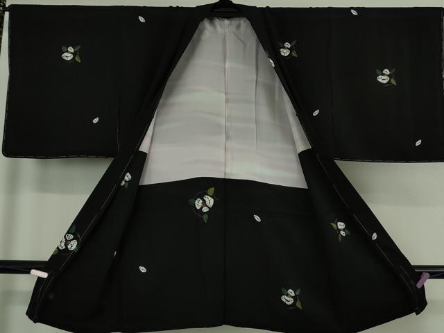 平和屋着物∞極上　長羽織　絞り染め　草花文　黒地　金彩　逸品　未使用　DZAB6113kh6