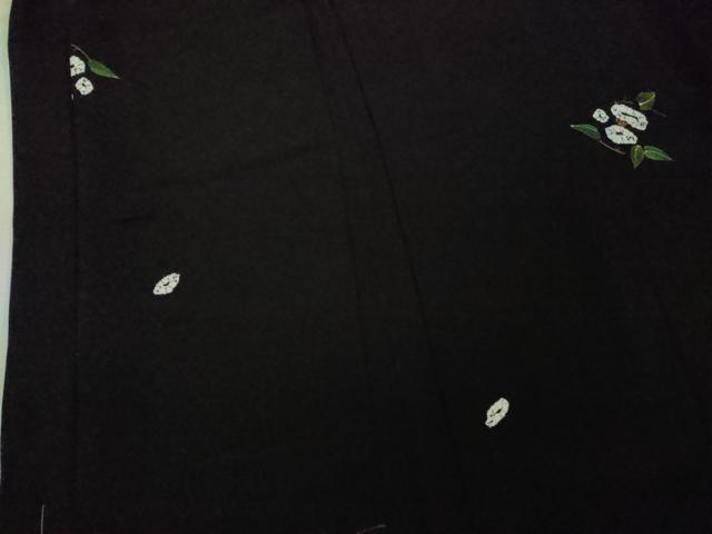 平和屋着物∞極上　長羽織　絞り染め　草花文　黒地　金彩　逸品　未使用　DZAB6113kh6