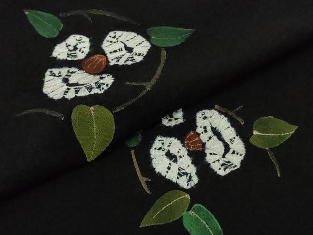 平和屋着物∞極上　長羽織　絞り染め　草花文　黒地　金彩　逸品　未使用　DZAB6113kh6