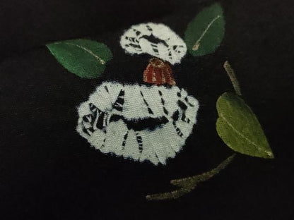 平和屋着物∞極上　長羽織　絞り染め　草花文　黒地　金彩　逸品　未使用　DZAB6113kh6