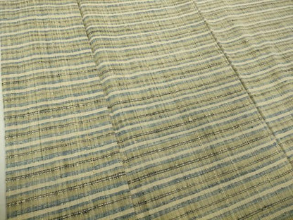 平和屋本店▽極上　浦野理一　経節紬　単衣　横縞　逸品　DZAB6115kh6