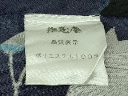 平和屋着物∴極上 撫松庵 セオアルファ 小紋・浴衣兼用 紅梅織 黒猫 草花 洗える着物 逸品 DZAB6117kh6
