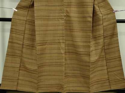 平和屋本店●極上　郡上紬　草木染　横段文　逸品　DZAB6123kh6