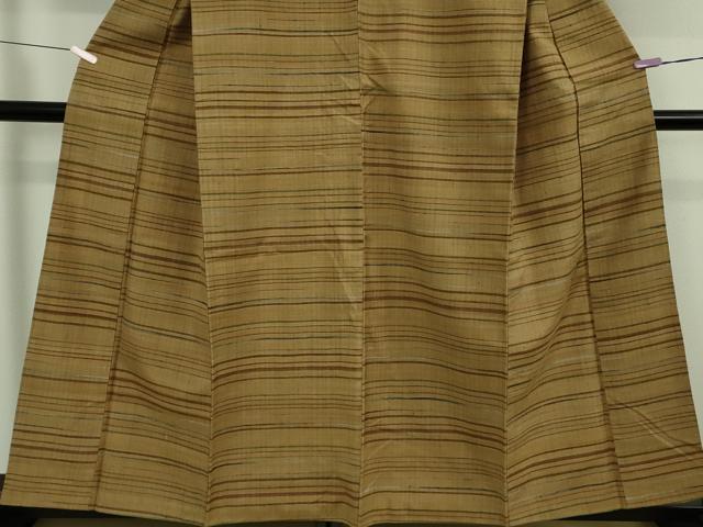 平和屋本店●極上　郡上紬　草木染　横段文　逸品　DZAB6123kh6