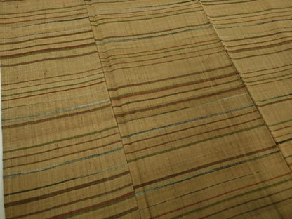 平和屋本店●極上　郡上紬　草木染　横段文　逸品　DZAB6123kh6