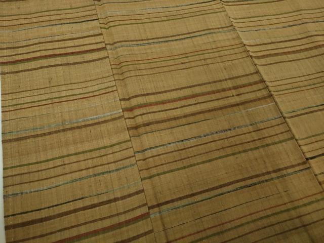 平和屋本店●極上　郡上紬　草木染　横段文　逸品　DZAB6123kh6