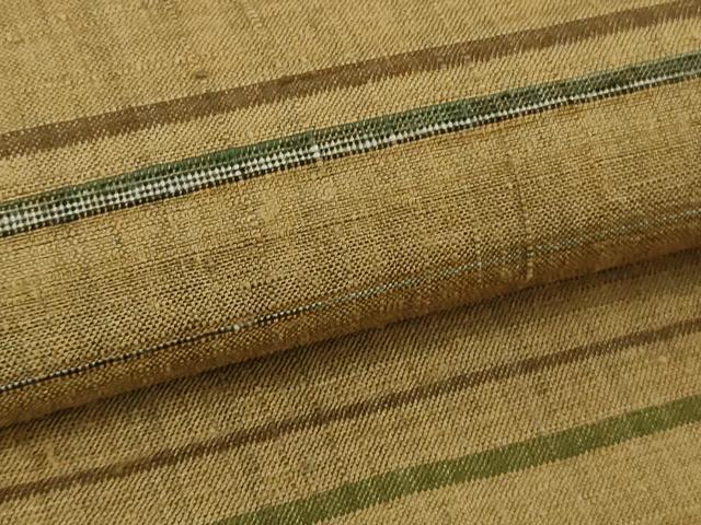 平和屋本店●極上　郡上紬　草木染　横段文　逸品　DZAB6123kh6