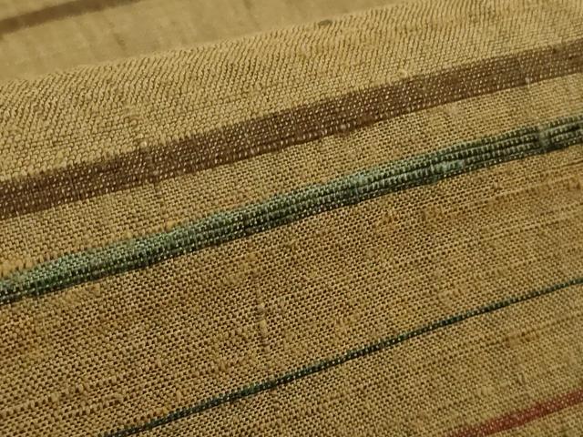 平和屋本店●極上　郡上紬　草木染　横段文　逸品　DZAB6123kh6