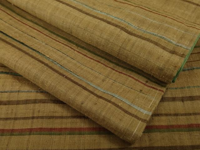 平和屋本店●極上　郡上紬　草木染　横段文　逸品　DZAB6123kh6