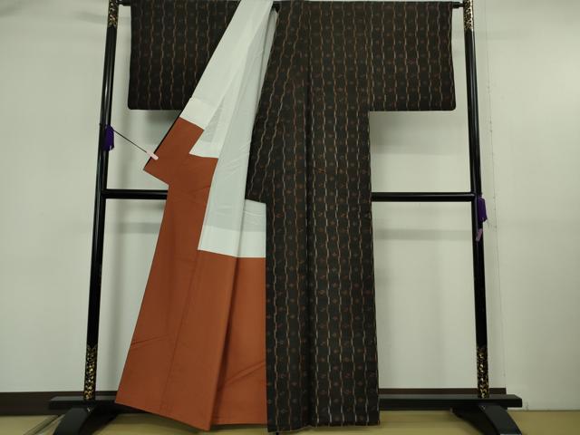 平和屋本店●極上　国指定重要無形文化財　本場久米島紬　栄野元信作　手織　証紙付き　逸品　DZAB6125kh6