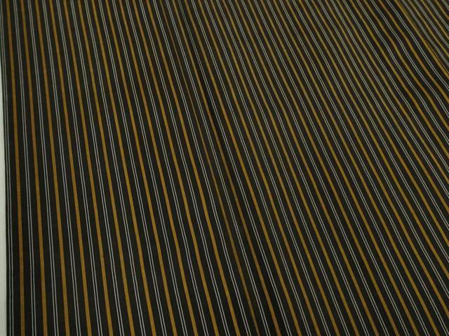 平和屋本店▽極上　本場黄八丈　黒八丈　紬　平織　単衣　縞　逸品　未使用　DZAB6128kh6