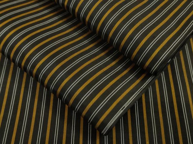 平和屋本店▽極上　本場黄八丈　黒八丈　紬　平織　単衣　縞　逸品　未使用　DZAB6128kh6