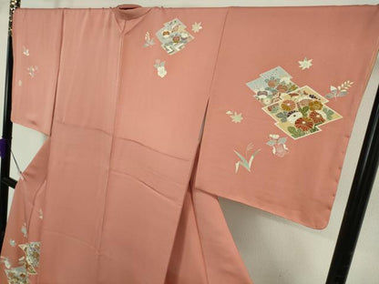 平和屋本店●極上　創業460年・千總　訪問着　駒刺繍　松川菱吉祥花文　東雲色地　金彩　反端付き　逸品　未使用　DZAB6130kh6