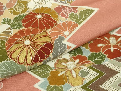 平和屋本店●極上　創業460年・千總　訪問着　駒刺繍　松川菱吉祥花文　東雲色地　金彩　反端付き　逸品　未使用　DZAB6130kh6