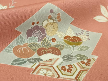 平和屋本店●極上　創業460年・千總　訪問着　駒刺繍　松川菱吉祥花文　東雲色地　金彩　反端付き　逸品　未使用　DZAB6130kh6