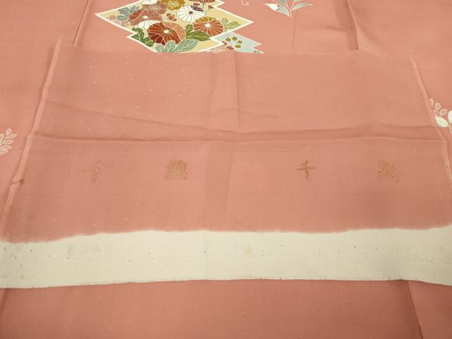 平和屋本店●極上　創業460年・千總　訪問着　駒刺繍　松川菱吉祥花文　東雲色地　金彩　反端付き　逸品　未使用　DZAB6130kh6