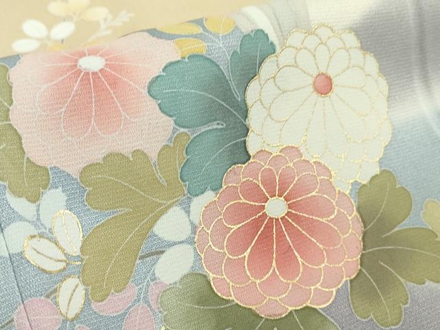 平和屋本店●極上　訪問着　吉祥花車文　丁子色地　暈し染め　反端付き　逸品　未使用　DZAB6131kh6