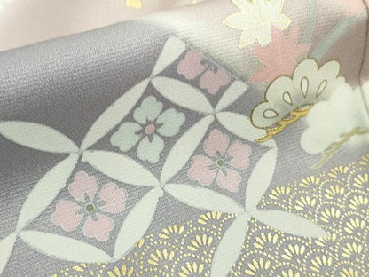 平和屋本店●極上　訪問着　吉祥花車文　丁子色地　暈し染め　反端付き　逸品　未使用　DZAB6131kh6