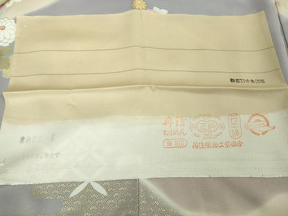 平和屋本店●極上　訪問着　吉祥花車文　丁子色地　暈し染め　反端付き　逸品　未使用　DZAB6131kh6