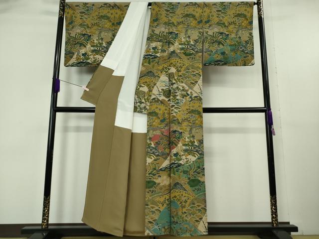 平和屋着物●極上　前田仁仙　仁仙更紗　訪問着　更紗花鳥文　鬼しぼ縮緬　逸品　未使用　DZAB6134kh6