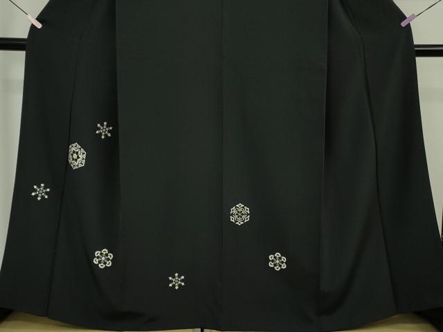 平和屋本店●極上　京都染織メーカー・貴久樹謹製　訪問着　総刺繍　雪華　濃紺地　銀糸　伊と幸　反端付き　逸品　DZAB6135kh6
