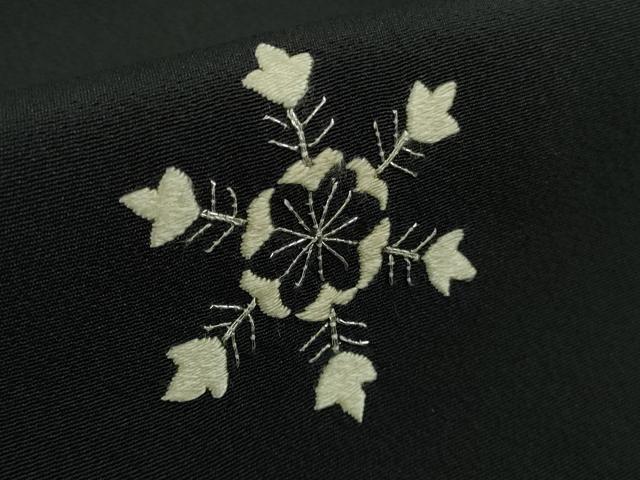 平和屋本店●極上　京都染織メーカー・貴久樹謹製　訪問着　総刺繍　雪華　濃紺地　銀糸　伊と幸　反端付き　逸品　DZAB6135kh6