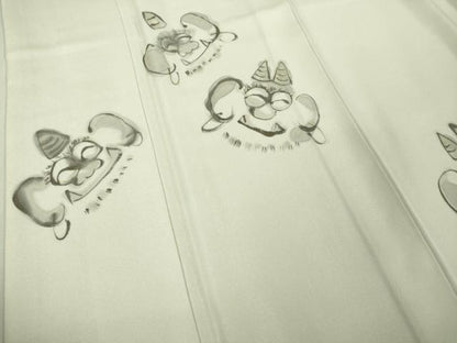 平和屋本店●極上　洛楽人工房　訪問着　手描き　鬼　象牙色地　逸品　未使用　DZAB6136kh6