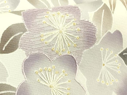 平和屋本店●極上　訪問着　手刺繍　枝葉　草花文　鳥の子色地　暈し染め　三越扱い　逸品　DZAB6139kh6