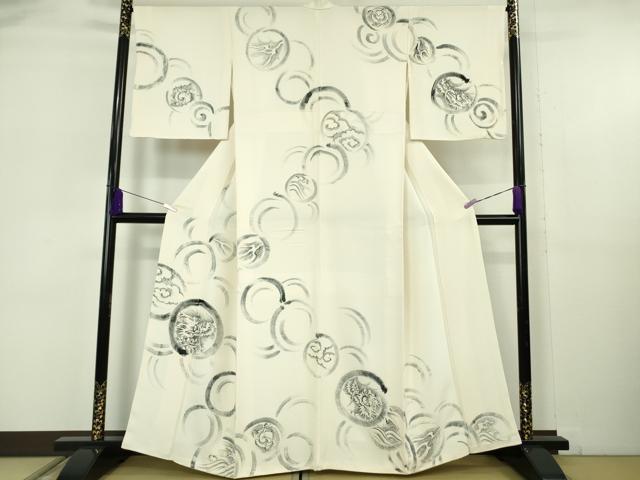平和屋本店●極上　訪問着　手描き　龍　象牙色地　逸品　DZAB6140kh6