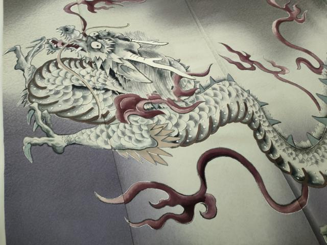 平和屋本店●極上　染色作家　草野一騎　色留訪問着　手描き　龍　褐色地　暈し染め　逸品　DZAB6141kh6