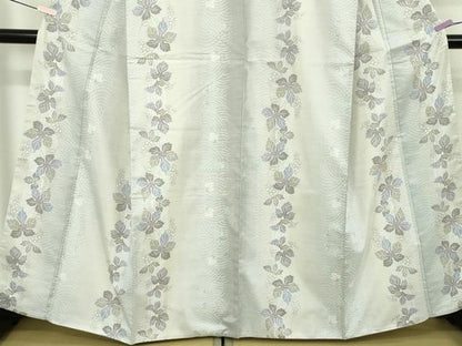 平和屋本店●極上　伝統工芸士 紫峰作 本場大島紬 白大島 彩華 むらなか謹製　葡萄蔦の葉文　ほていや扱い　証紙付き　逸品　DZAB6143kh6