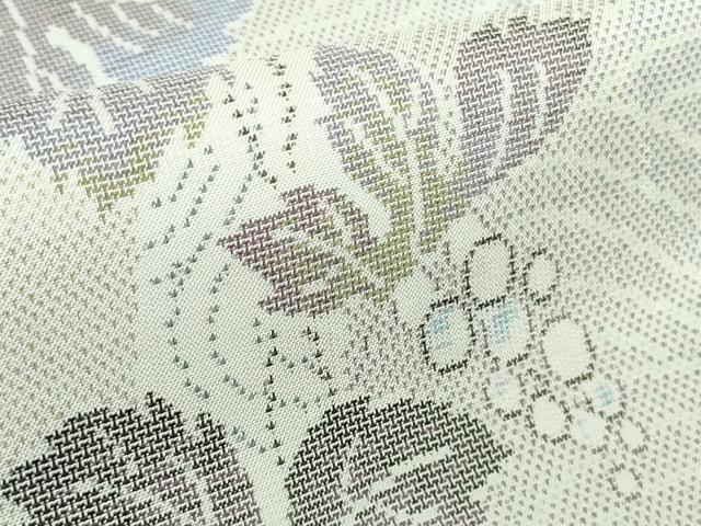 平和屋本店●極上　伝統工芸士 紫峰作 本場大島紬 白大島 彩華 むらなか謹製　葡萄蔦の葉文　ほていや扱い　証紙付き　逸品　DZAB6143kh6
