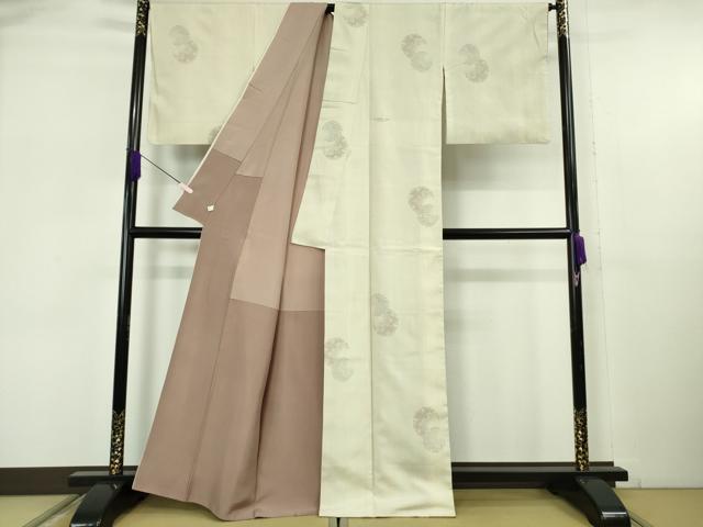 平和屋本店●極上　結城紬　100亀甲　飛び亀甲柄　雪輪重ね　砂色地　証紙付き　逸品　DZAB6145kh6