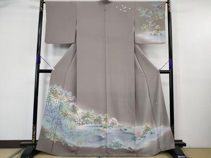 平和屋本店●極上　本加賀友禅作家　奥田勝将　訪問着　水辺風景　薄色地　暈し染め　逸品　DZAB6150kh6