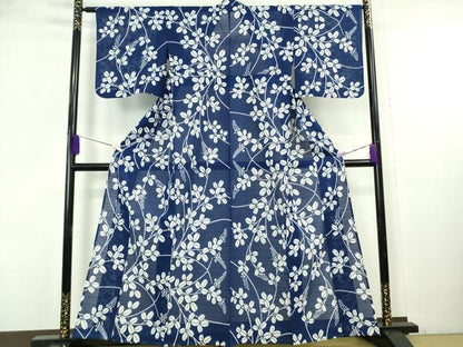 平和屋本店∴極上 夏物 竺仙 小紋・浴衣兼用 変わり絽 綿絽 花萩文 ゑり善扱い たとう紙付き 逸品 DZAB6152kh6