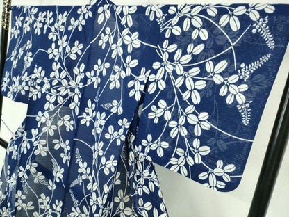 平和屋本店∴極上 夏物 竺仙 小紋・浴衣兼用 変わり絽 綿絽 花萩文 ゑり善扱い たとう紙付き 逸品 DZAB6152kh6