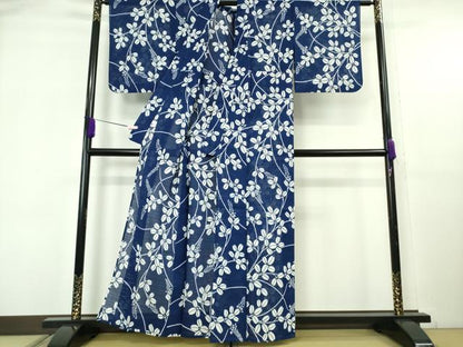平和屋本店∴極上 夏物 竺仙 小紋・浴衣兼用 変わり絽 綿絽 花萩文 ゑり善扱い たとう紙付き 逸品 DZAB6152kh6