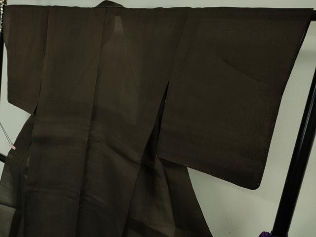 平和屋着物＊極上 夏物 本場小千谷ちぢみ 麻 色無地 黒紅色 逸品 未使用 DZAB6154kh6