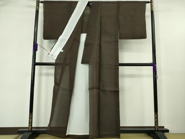 平和屋着物＊極上 夏物 本場小千谷ちぢみ 麻 色無地 黒紅色 逸品 未使用 DZAB6154kh6