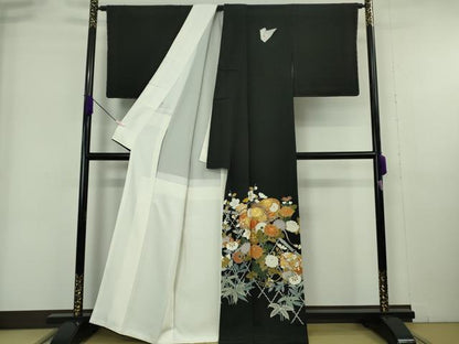 平和屋本店●極上　創業460年・千總　黒留袖　駒刺繍　籬花文箱　金彩　高島屋扱い　逸品　未使用　DZAB6161kh6