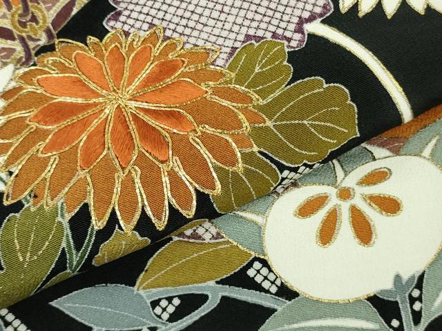 平和屋本店●極上　創業460年・千總　黒留袖　駒刺繍　籬花文箱　金彩　高島屋扱い　逸品　未使用　DZAB6161kh6